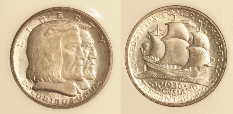 1936 Long Island Commemorative Half Dollar PCI MS-66 camera small