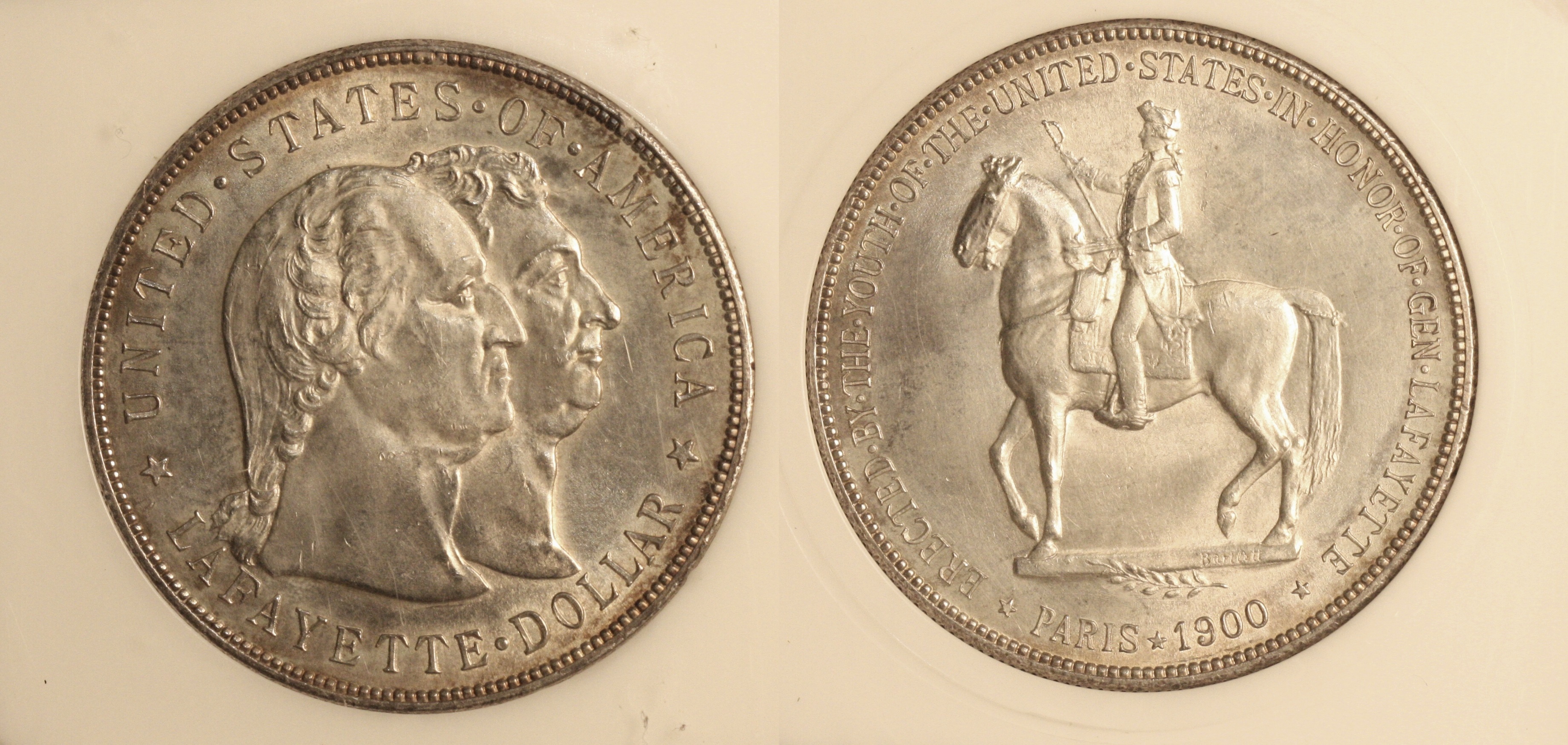 1900 Lafayette Commemorative Silver Dollar PCI MS-62 camera