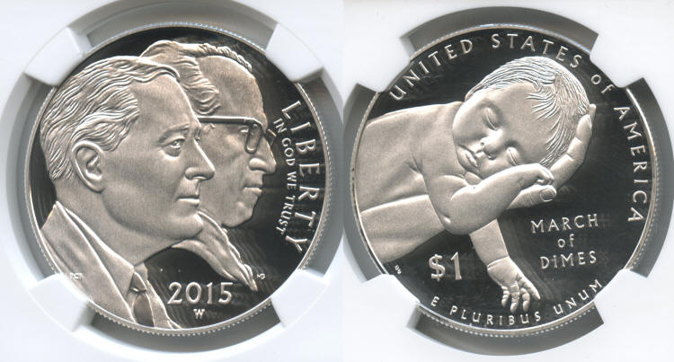 2015-W March Of Dimes Commemorative Silver Dollar NGC Proof-70 Ultra Cameo small