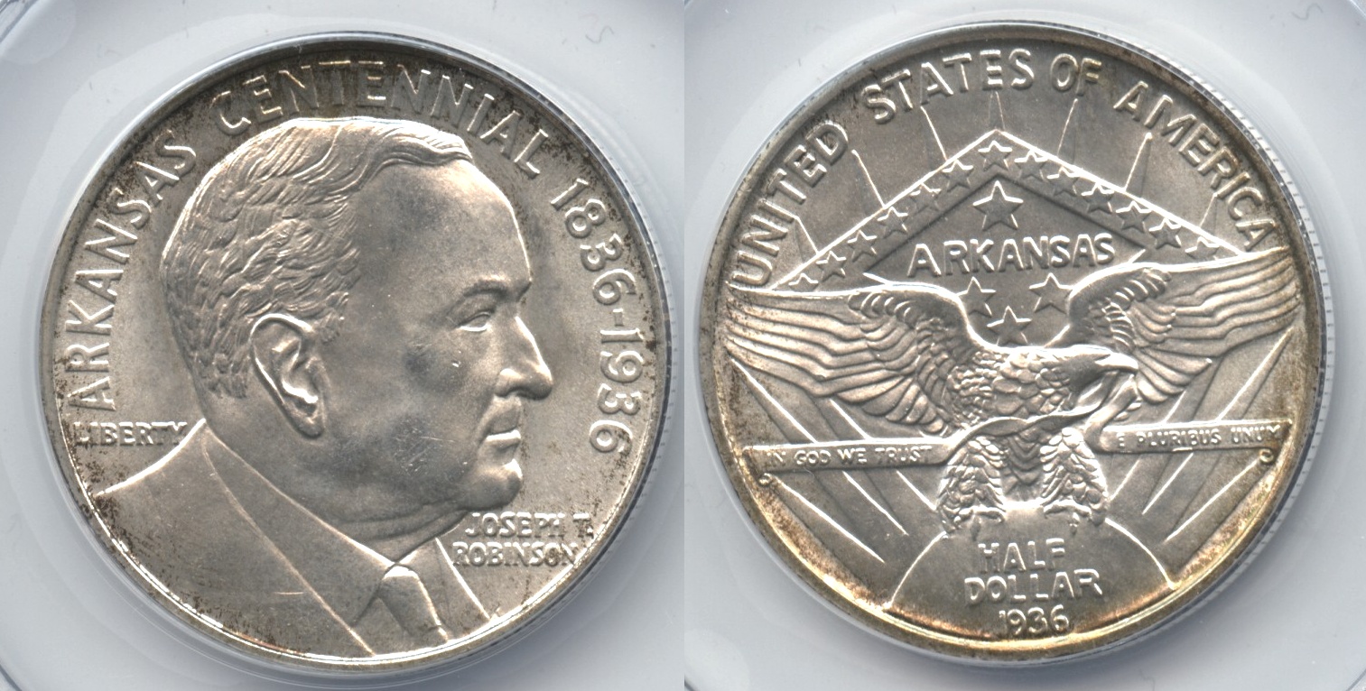 1936 Robinson Arkansas Commemorative Half Dollar ANACS MS-65