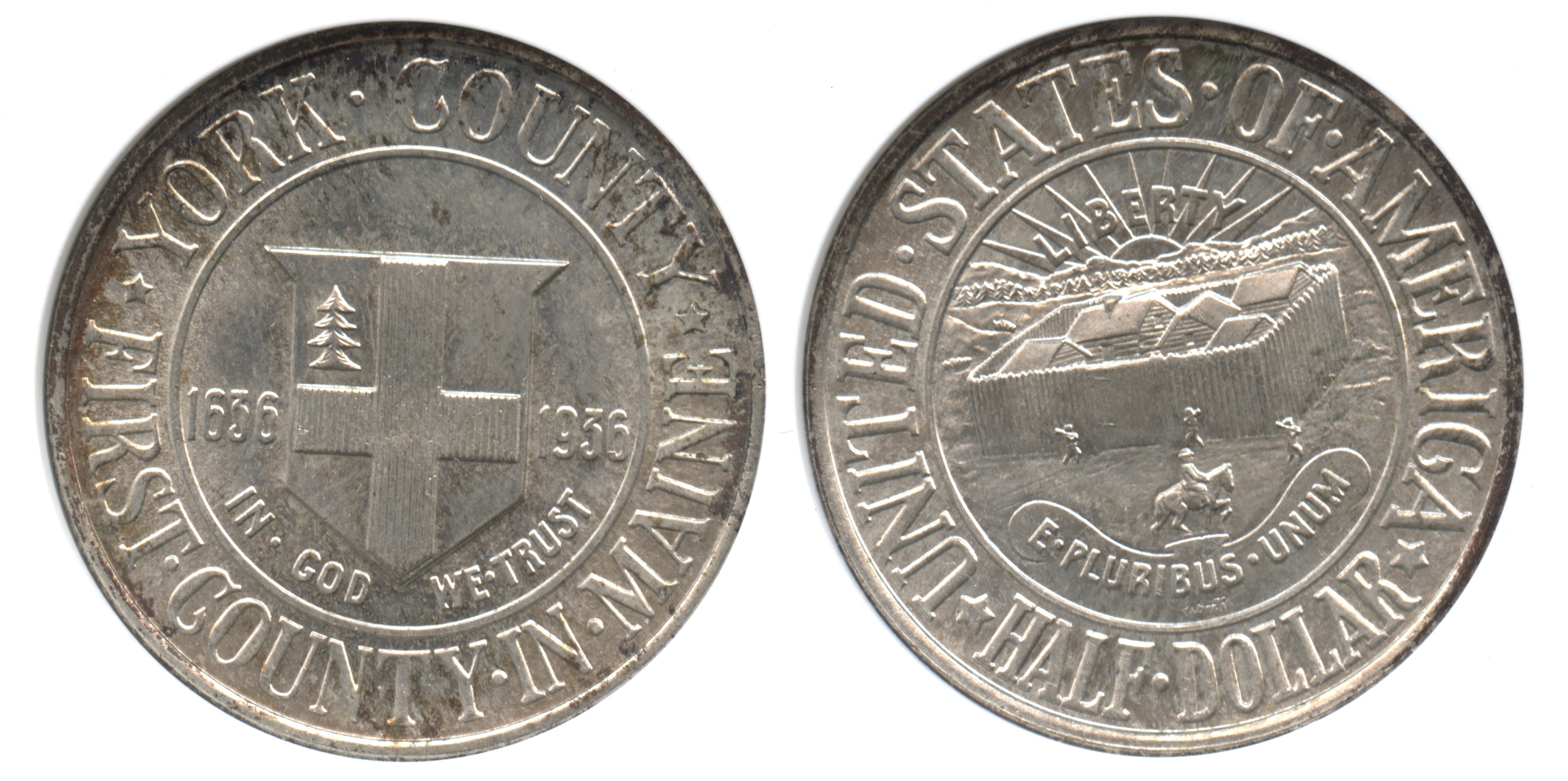 1936 York County Maine Tercentenary Commemorative Half Dollar ANACS MS-65
