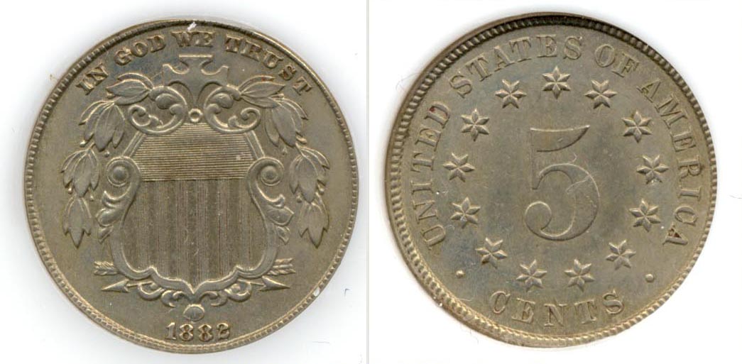 1882 Shield Nickel PCI MS-64