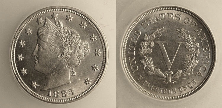 1883 No Cents Liberty Nickel ICG MS-63 camera small
