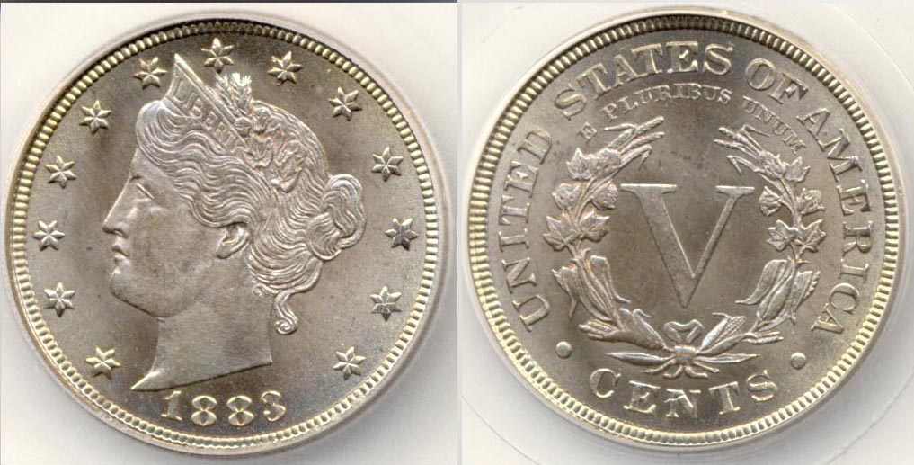 1883 With Cents Liberty Nickel SEGS MS-66
