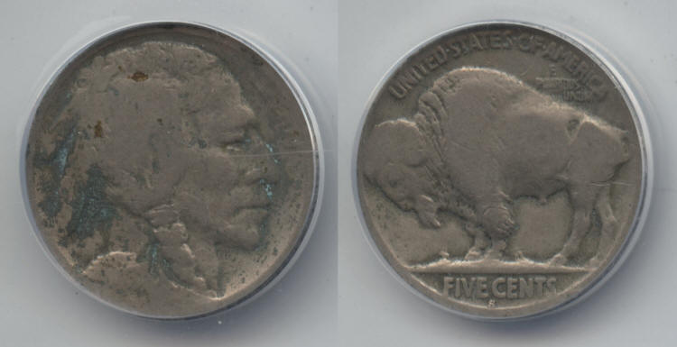 1913-S Type 2 Buffalo Nickel ANACS Good-4 #a Corroded Cleaned small