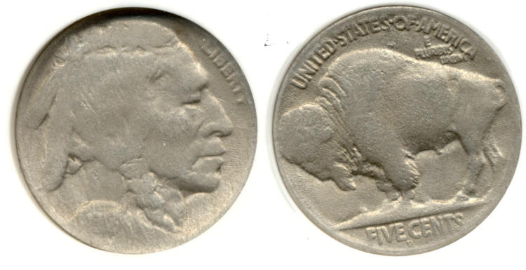 1918/7-D 8 over 7 Buffalo Nickel PCI F-12 Chemically Altered small