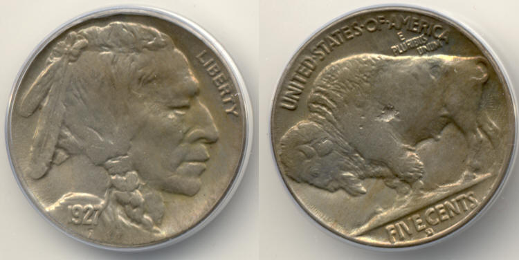 1927-D Buffalo Nickel ANACS MS-64 Struck Through Error small