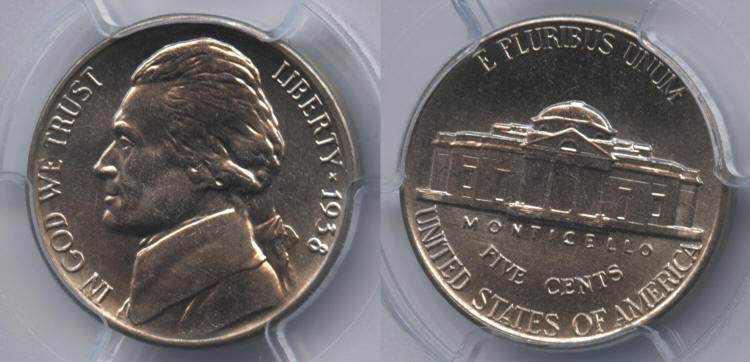 1938 Jefferson Nickel PCGS MS-65 FS #a small