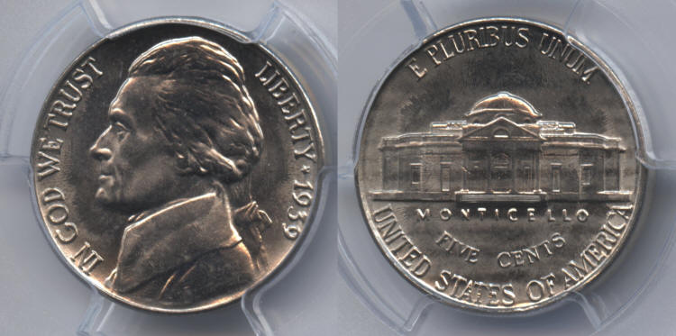 1939 Jefferson Nickel PCGS MS-64 FS Reverse of 1940 small