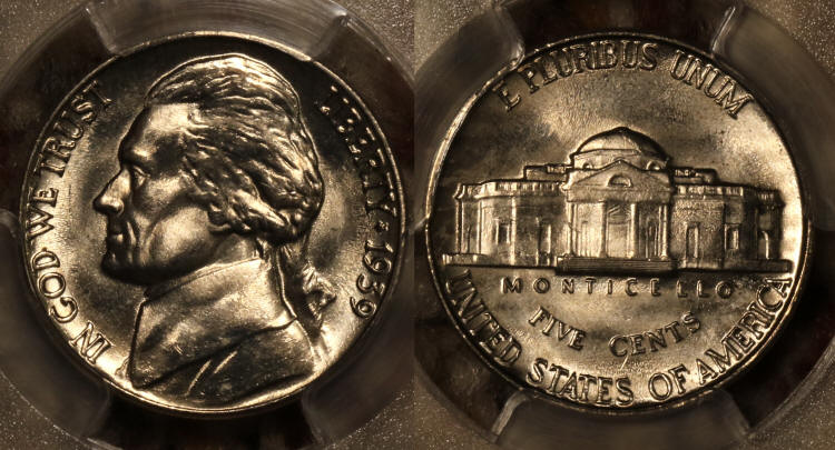 1939 Jefferson Nickel PCGS MS-64 FS Reverse of 1940 camera small
