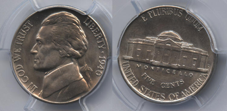 1940-D Jefferson Nickel PCGS MS-66 small
