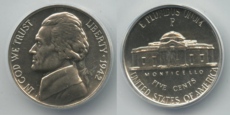 1942-P Jefferson War Nickel ANACS Proof-62 small