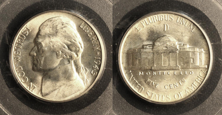 1945-D Jefferson Nickel PCGS MS-66 camera small