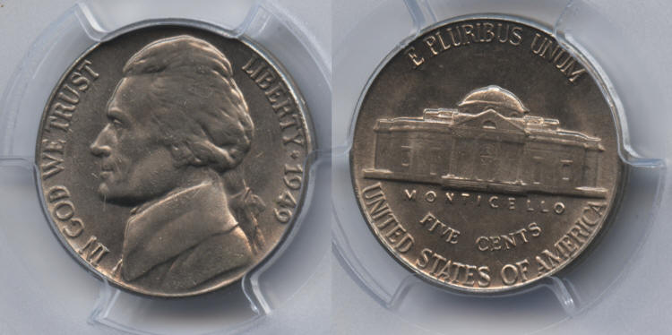 1949 Jefferson Nickel PCGS MS-66 small