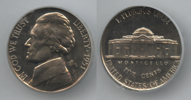 1951 Jefferson Nickel ICG Proof-67 small