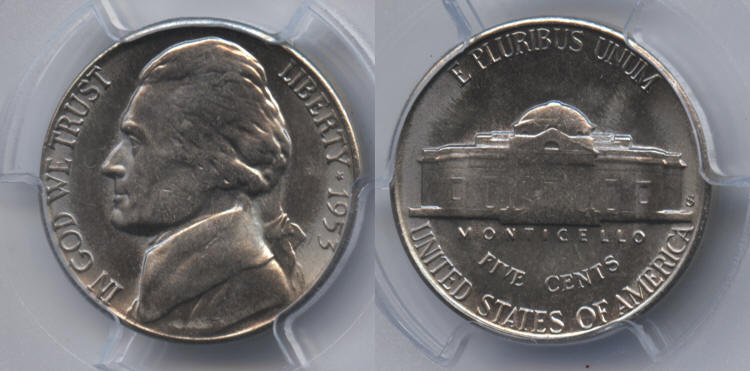 1953-S Jefferson Nickel PCGS MS-65 small