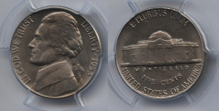 1953 Jefferson Nickel PCGS MS-65 small