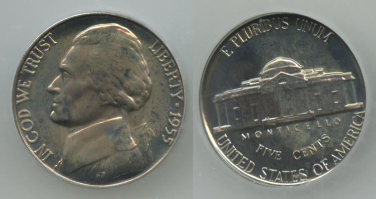 1955 Jefferson Nickel ICG Proof-65 small