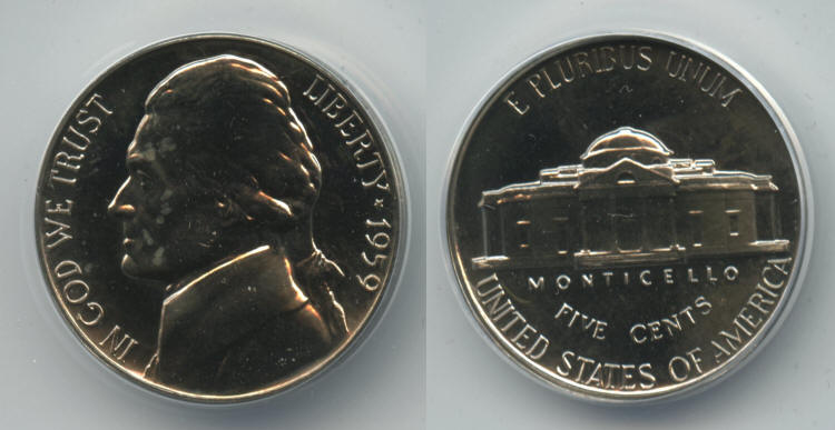 1959 Jefferson Nickel ANACS Proof-65 small