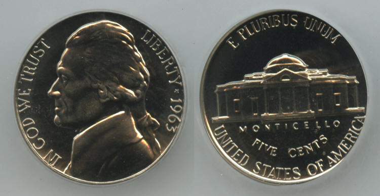 1963 Jefferson Nickel ICG Proof-67 small