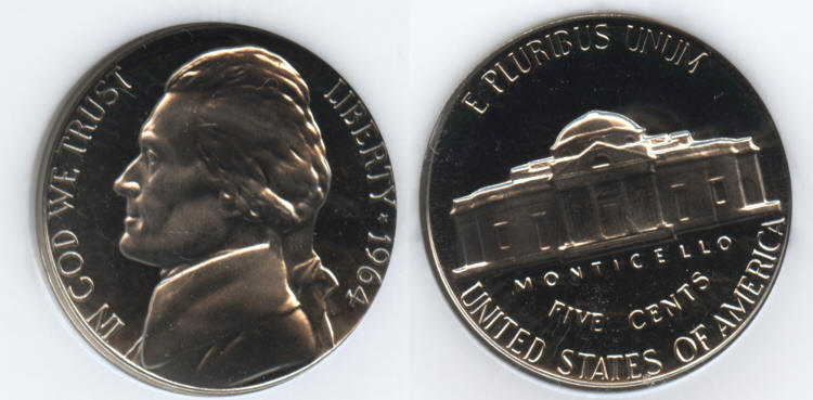 1964 Jefferson Nickel PCI Proof-69 Deep Cameo small