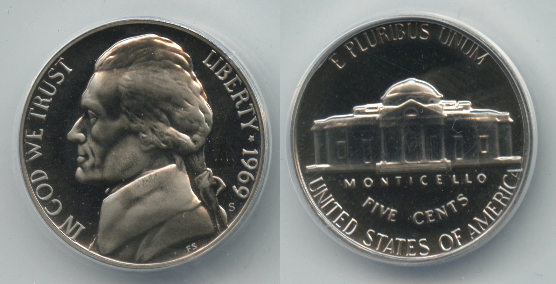 1969-S Jefferson Nickel ANACS Proof-65 Obverse Cameo