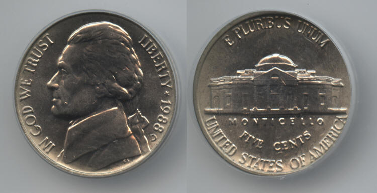 1988-D Jefferson Nickel ICG MS-65 Full Steps small