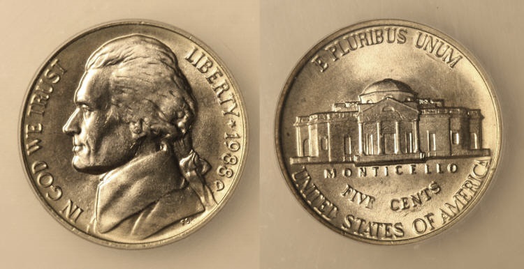 1988-D Jefferson Nickel ICG MS-65 Full Steps camera small