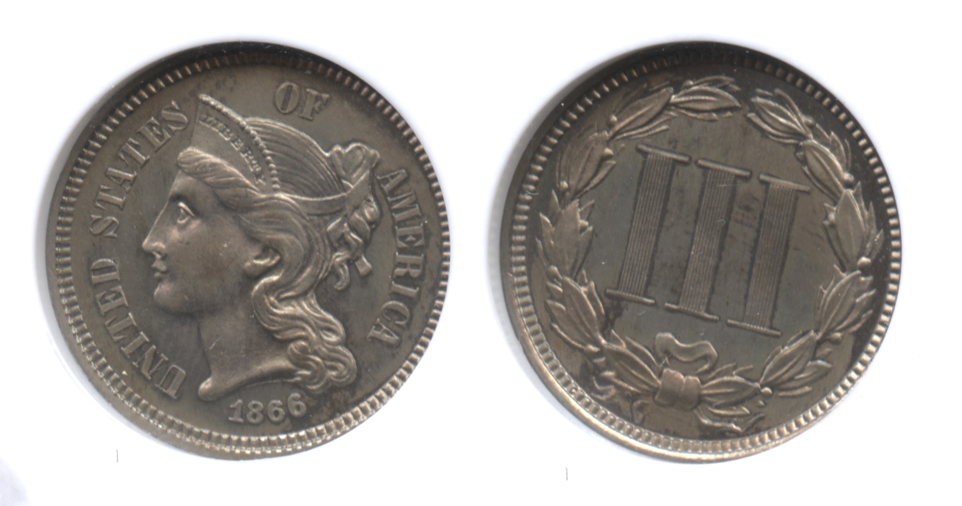 1866 Three Cent Nickel NGC Proof-65
