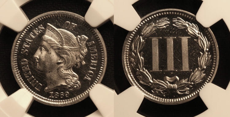 1869 Three Cent Nickel NGC Proof-65 Cameo camera small