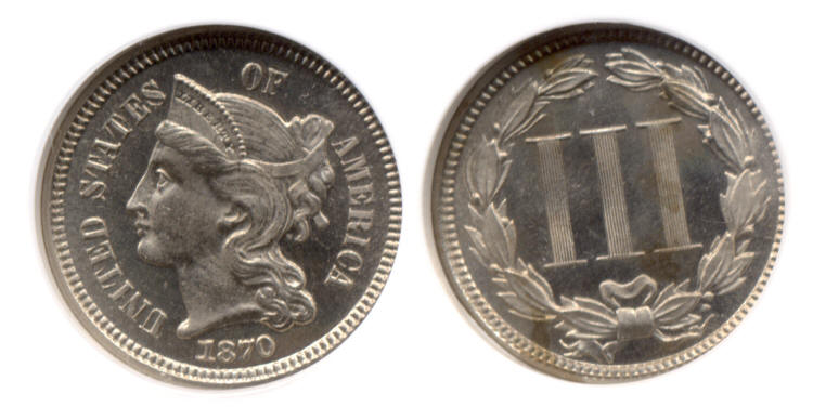 1870 Three Cent Nickel NGC Proof-65 Cameo small