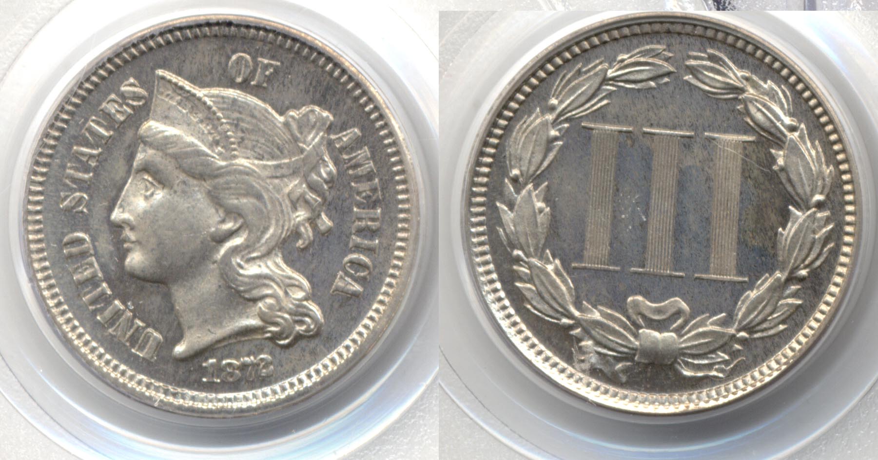 1872 Three Cent Nickel PCGS Proof-64 Cameo