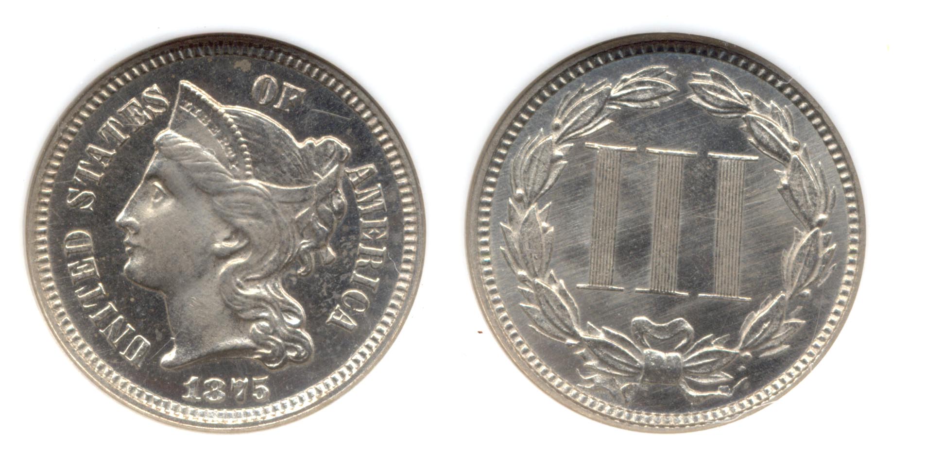 1875 Three Cent Nickel NGC Proof-65
