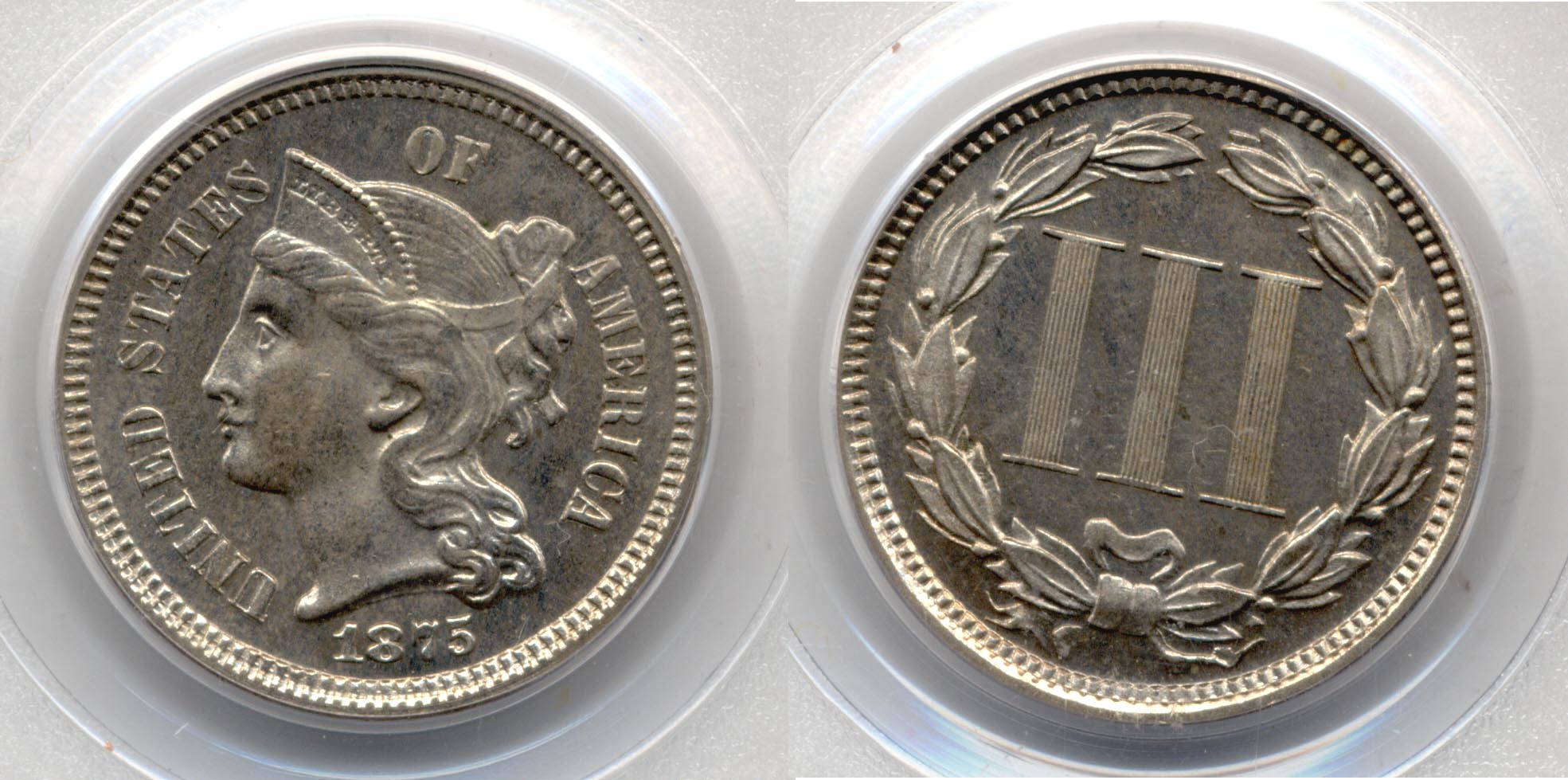 1875 Three Cent Nickel In PCGS Proof-65