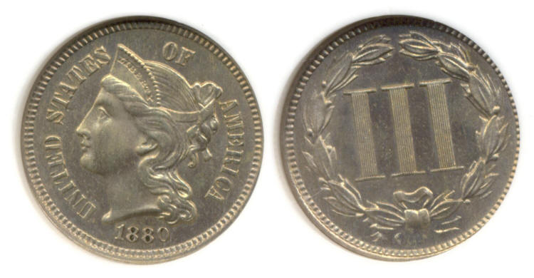 1880 Three Cent Nickel NGC Proof-65 small
