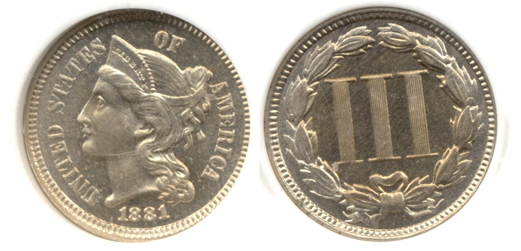 1881 Three Cent Nickel PCI Proof-66