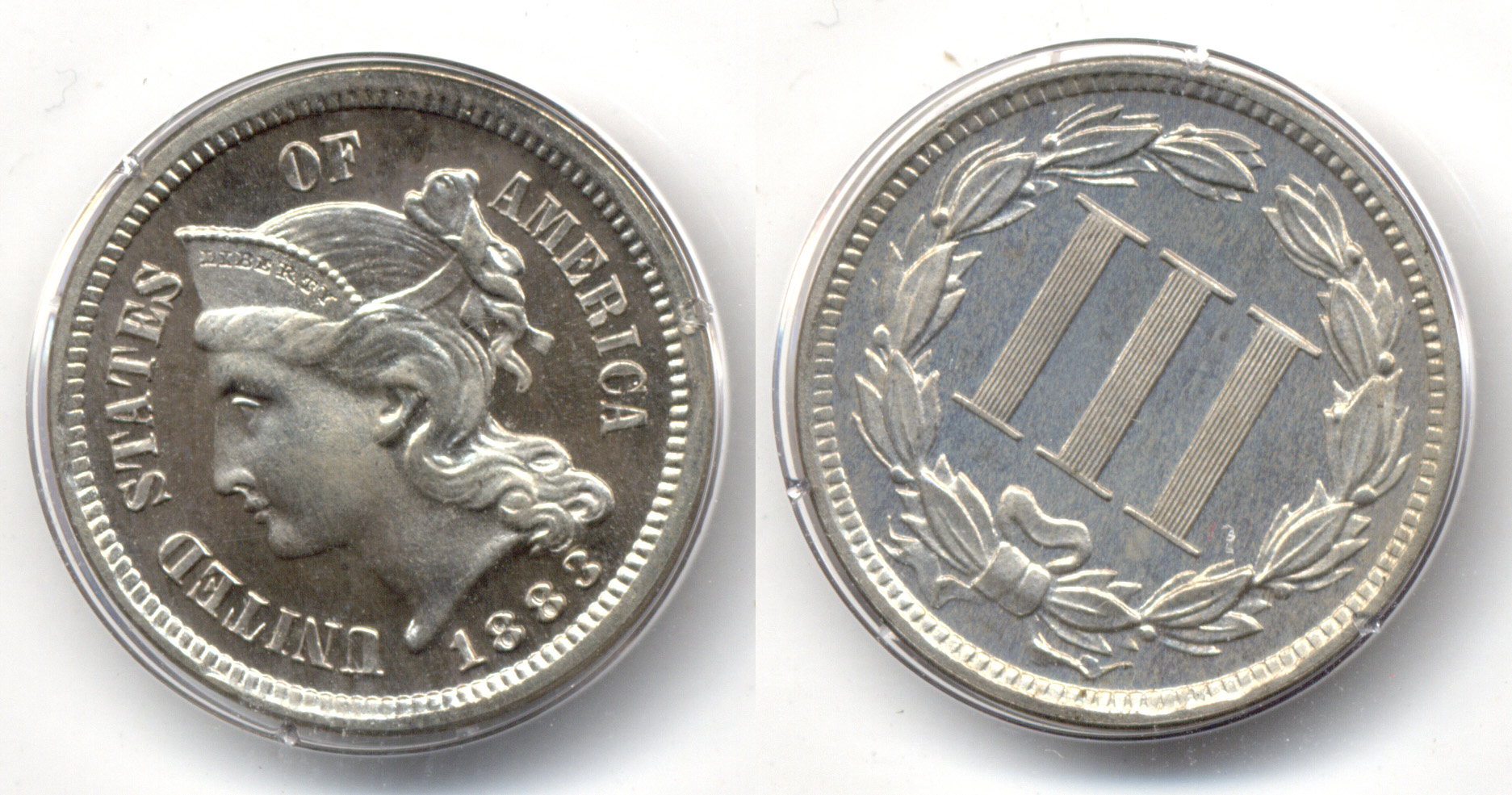 1883 Three Cent Nickel in PCGS Proof-66