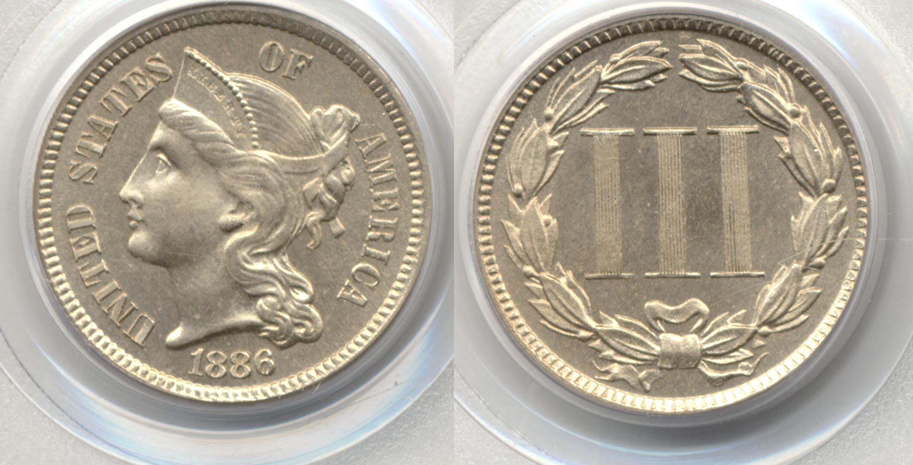 1886 Three Cent Nickel PCGS Proof-65