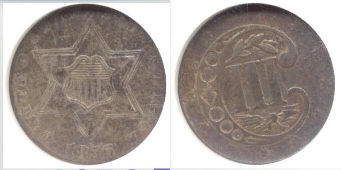 1856 Three Cents Silver NGC AU-50