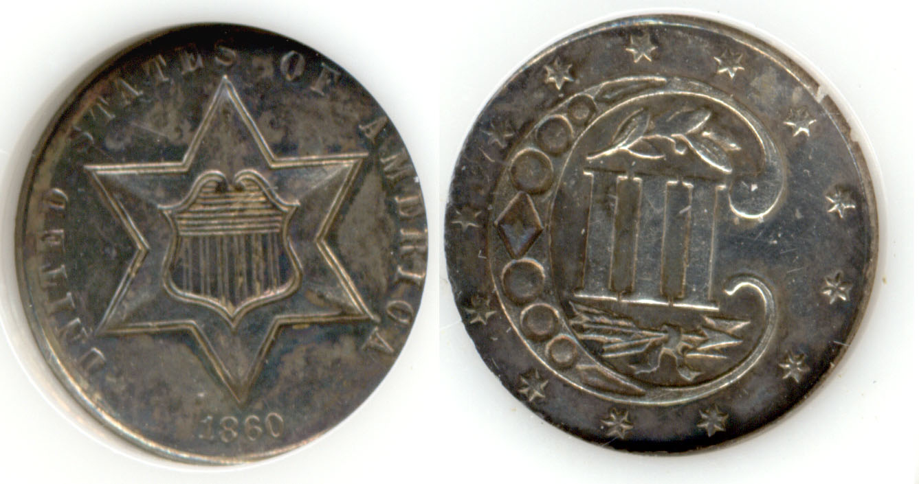 1860 Three Cents Silver PCI Proof-63