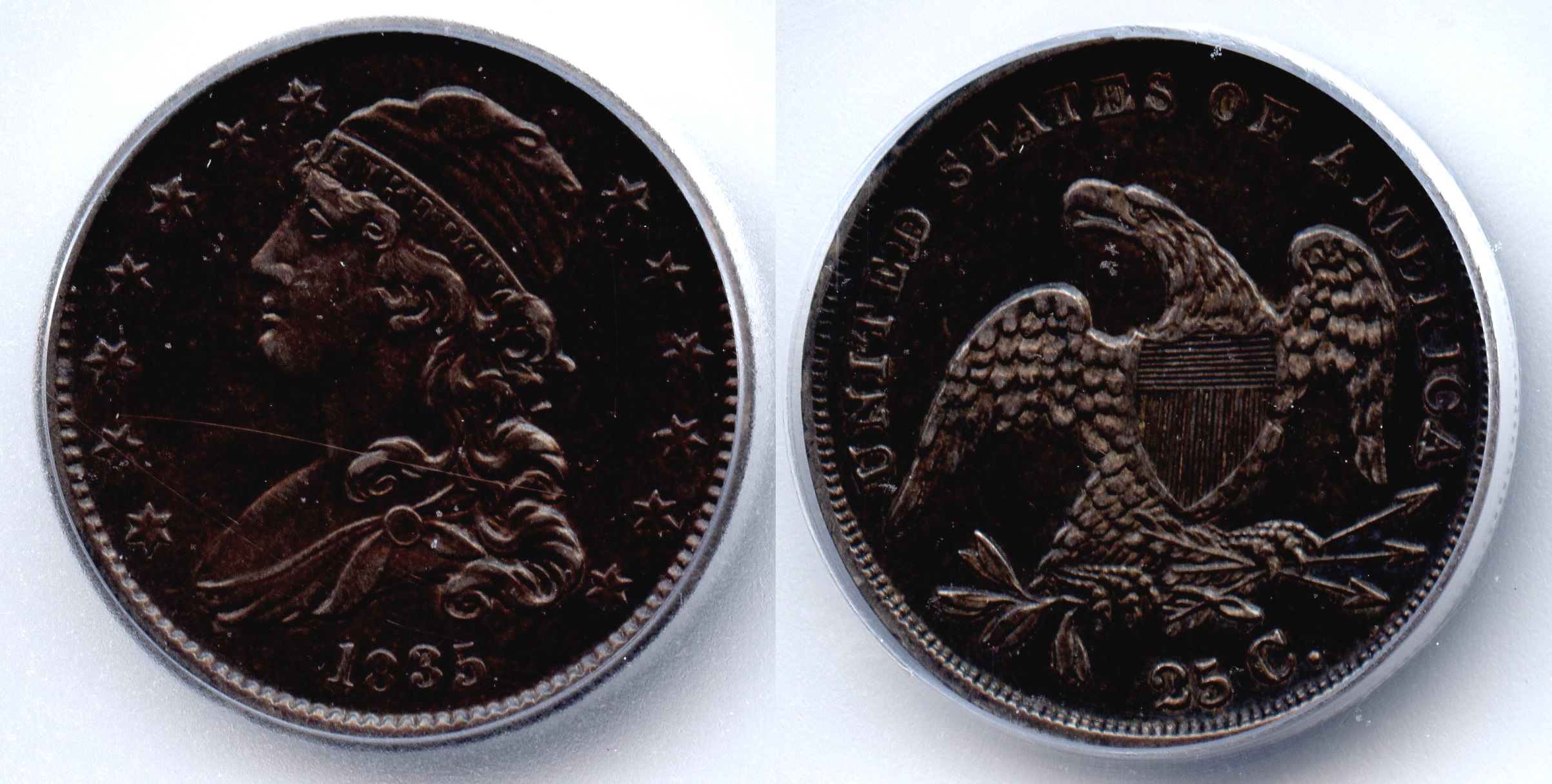 1835 Capped Bust Quarter ICG AU-55