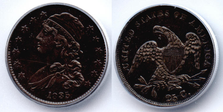 1835 Capped Bust Quarter ICG AU-55 small