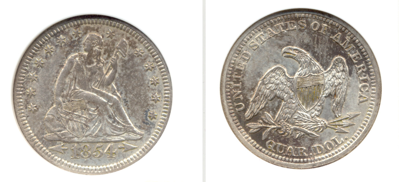 1854 Seated Liberty Quarter ANACS AU-50