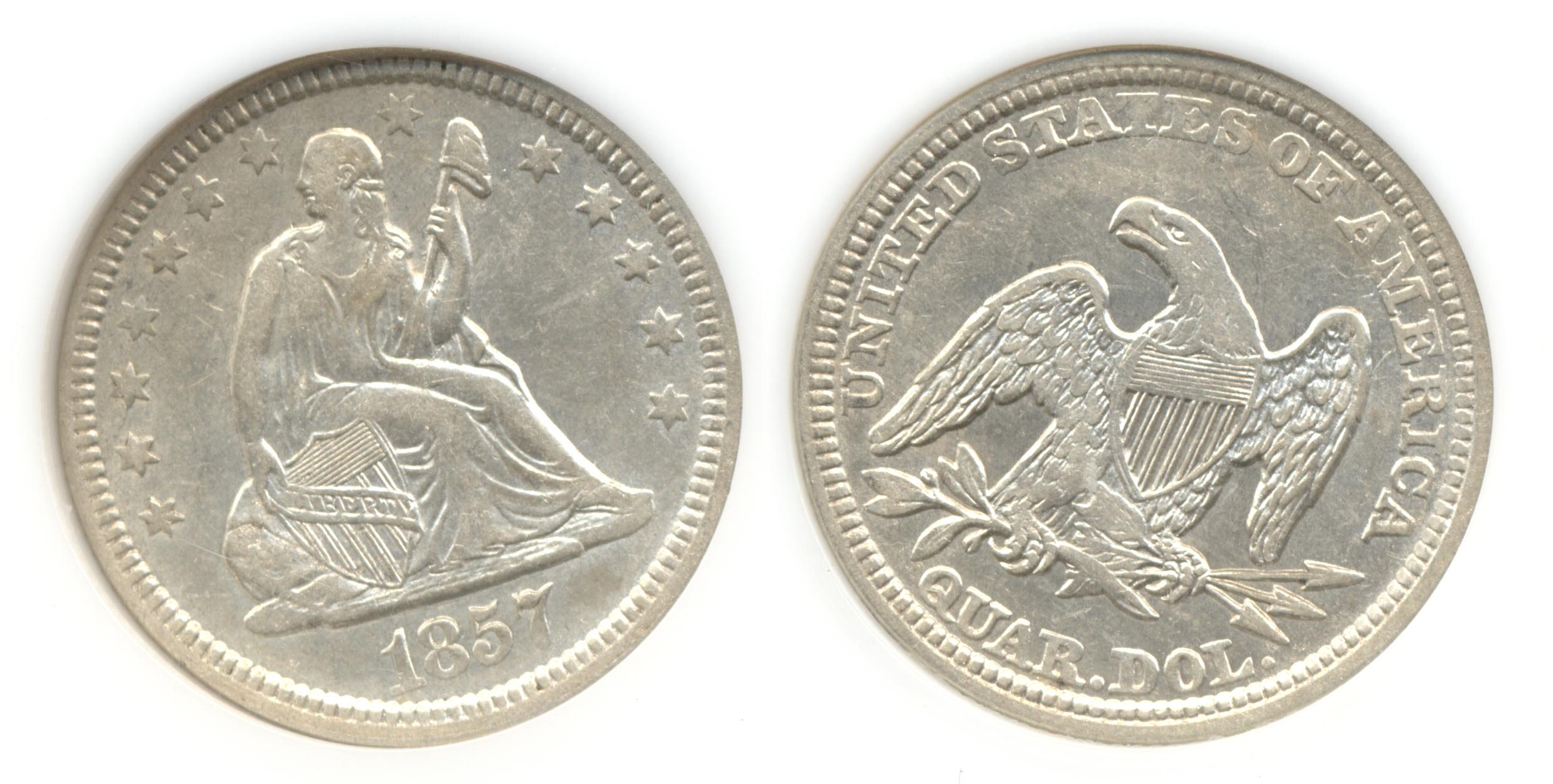 1857 Seated Liberty Quarter PCI AU-50