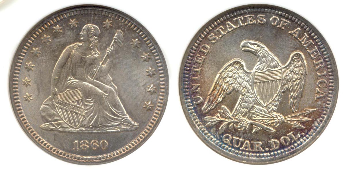 1860 Seated Liberty Quarter MS-64