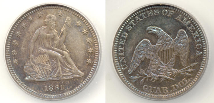 1861 Seated Liberty Quarter SEGS Proof-64 small