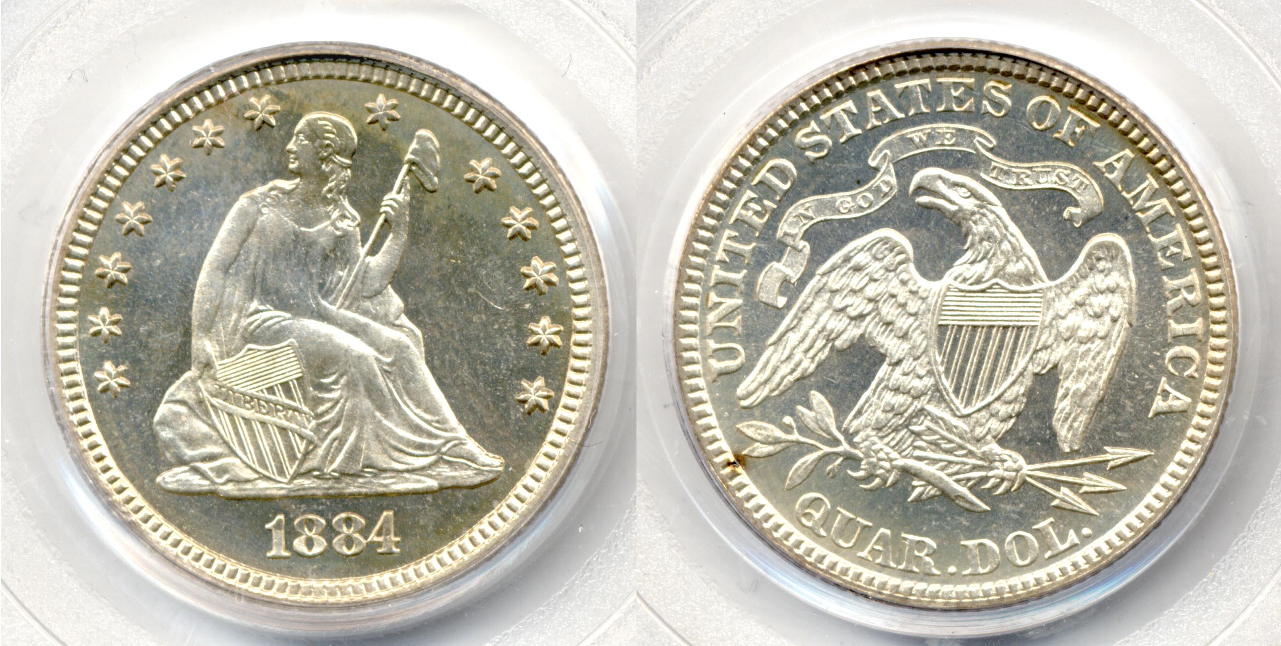 1884 Seated Liberty Quarter PCGS Cameo Proof-65