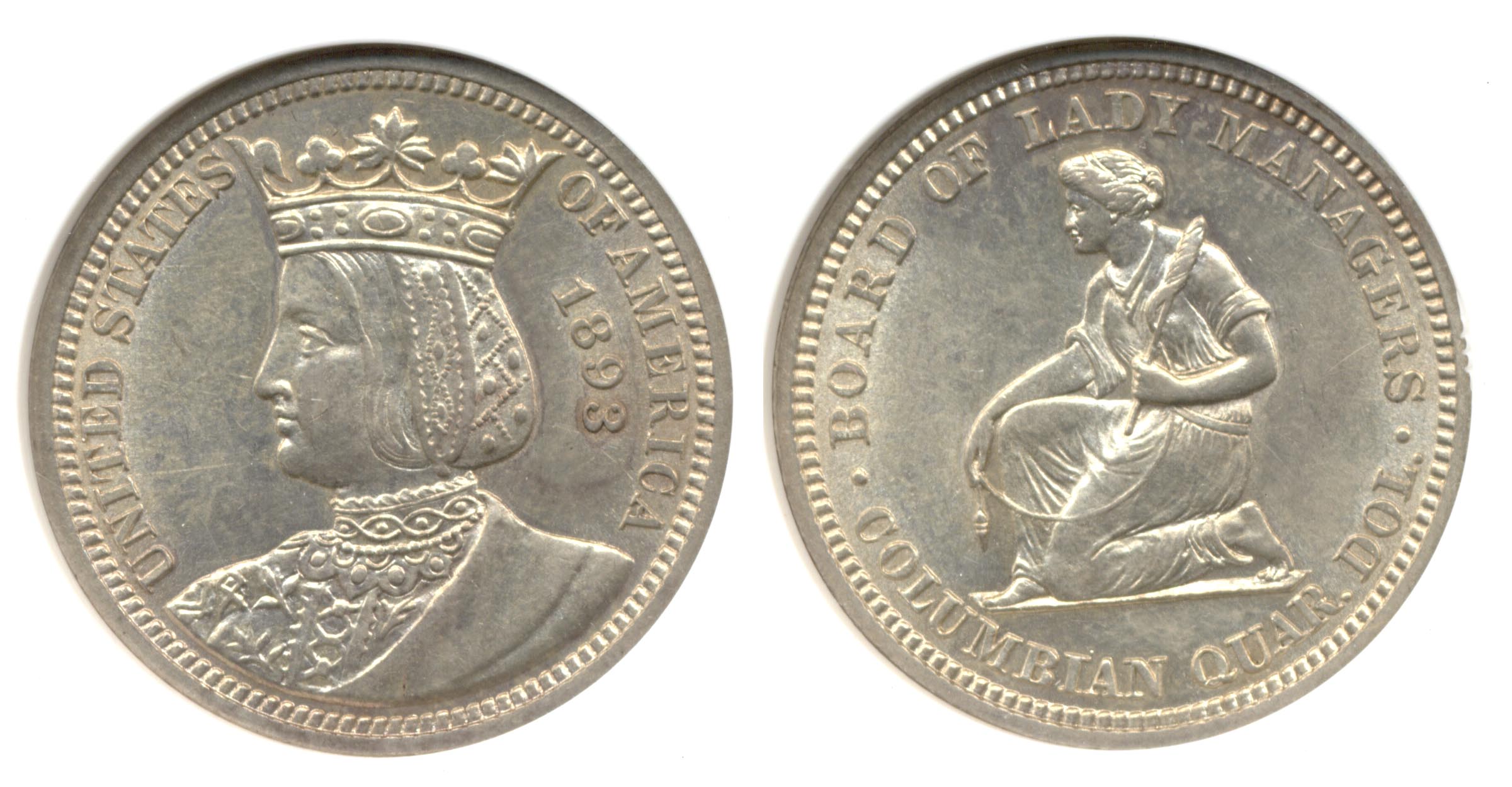 1893 Isabella Commemorative Quarter ANACS AU-58 #b