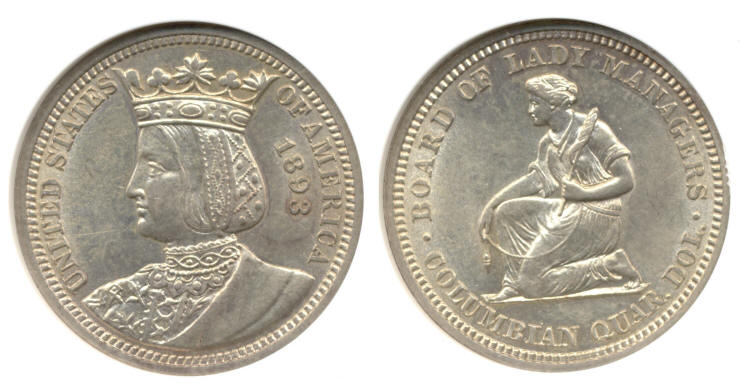 1893 Isabella Commemorative Quarter ANACS AU-58 #b small