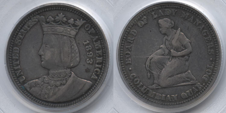 1893 Isabella Commemorative Quarter PCGS VF-30 small